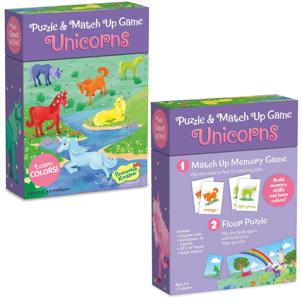 Peaceable Kingdom Unicorn Puzzle and Match Up Game – 3-in-1 Learning Fun for Toddlers