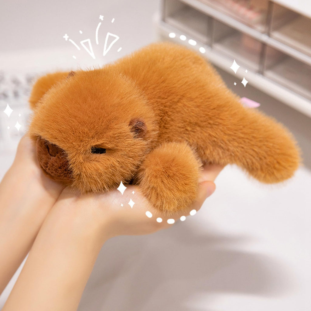 PEACH CAT Capybara Plush 7 Inch - Slightly Weighted Stuffed Animal Toy, Brown