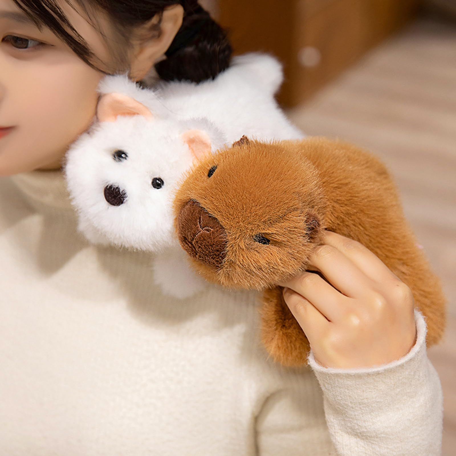 PEACH CAT Capybara Plush 7 Inch - Slightly Weighted Stuffed Animal Toy, Brown