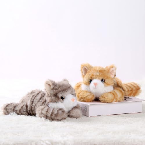 PEACH CAT Grey Cat Stuffed Animal – 5.9-Inch Weighted Plush Toy for Comfort and Decor