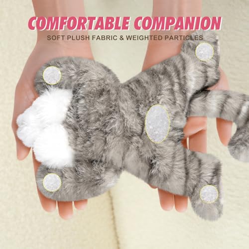 PEACH CAT Grey Cat Stuffed Animal – 5.9-Inch Weighted Plush Toy for Comfort and Decor