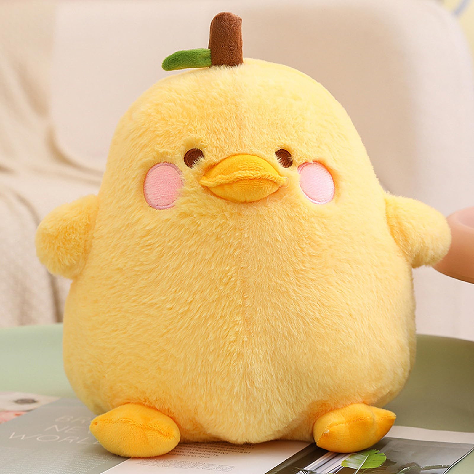 PEACH CAT Pear Duck Plush Pillow – 8" Cute Yellow Stuffed Animal Toy for Kids