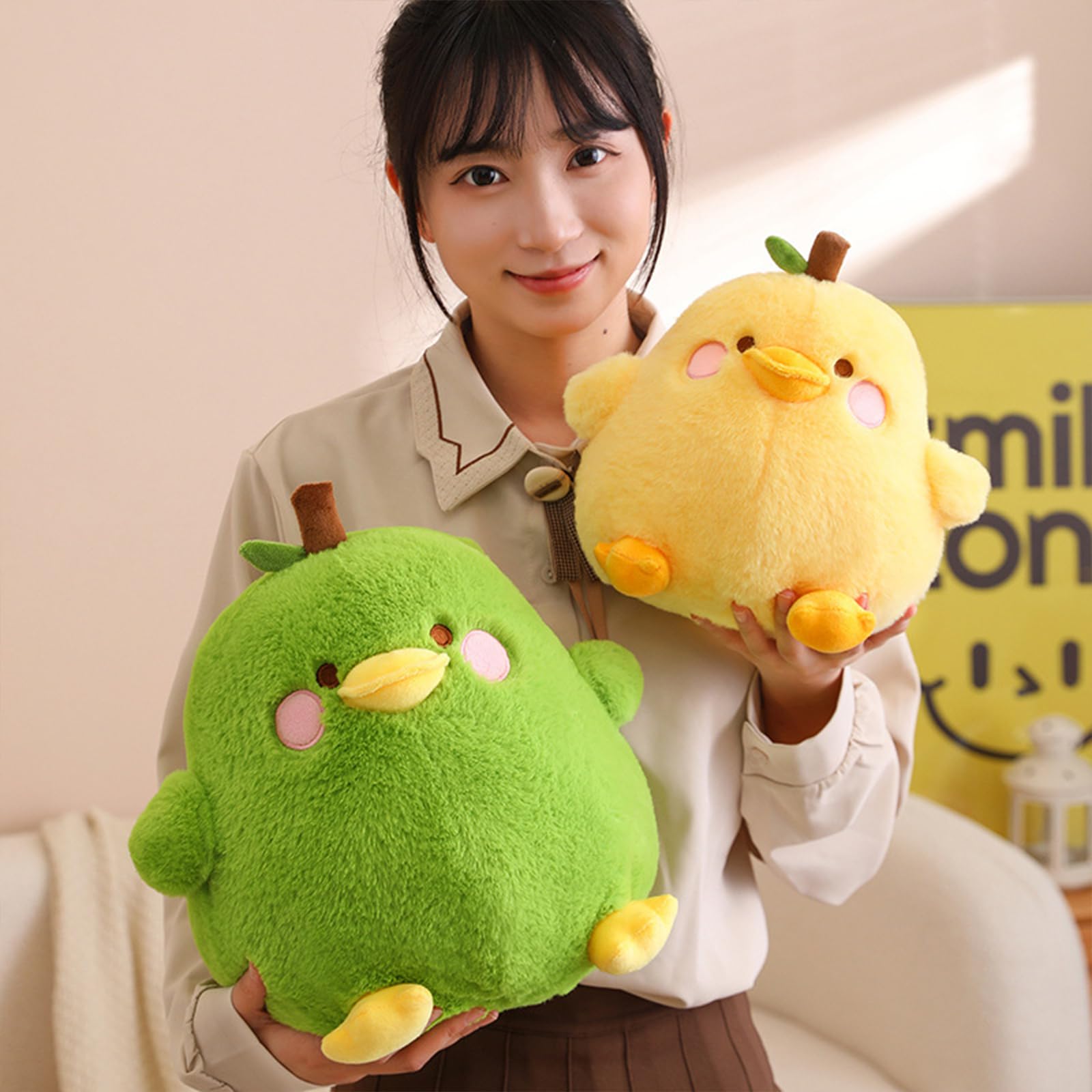 PEACH CAT Pear Duck Plush Pillow – 8" Cute Yellow Stuffed Animal Toy for Kids