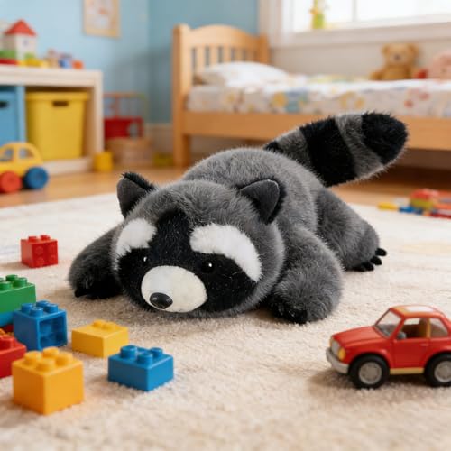 PEACH CAT Slightly Weighted Scented Raccoon Plush – 6.5 inch Cuddly Toy for Kids, Gift Box