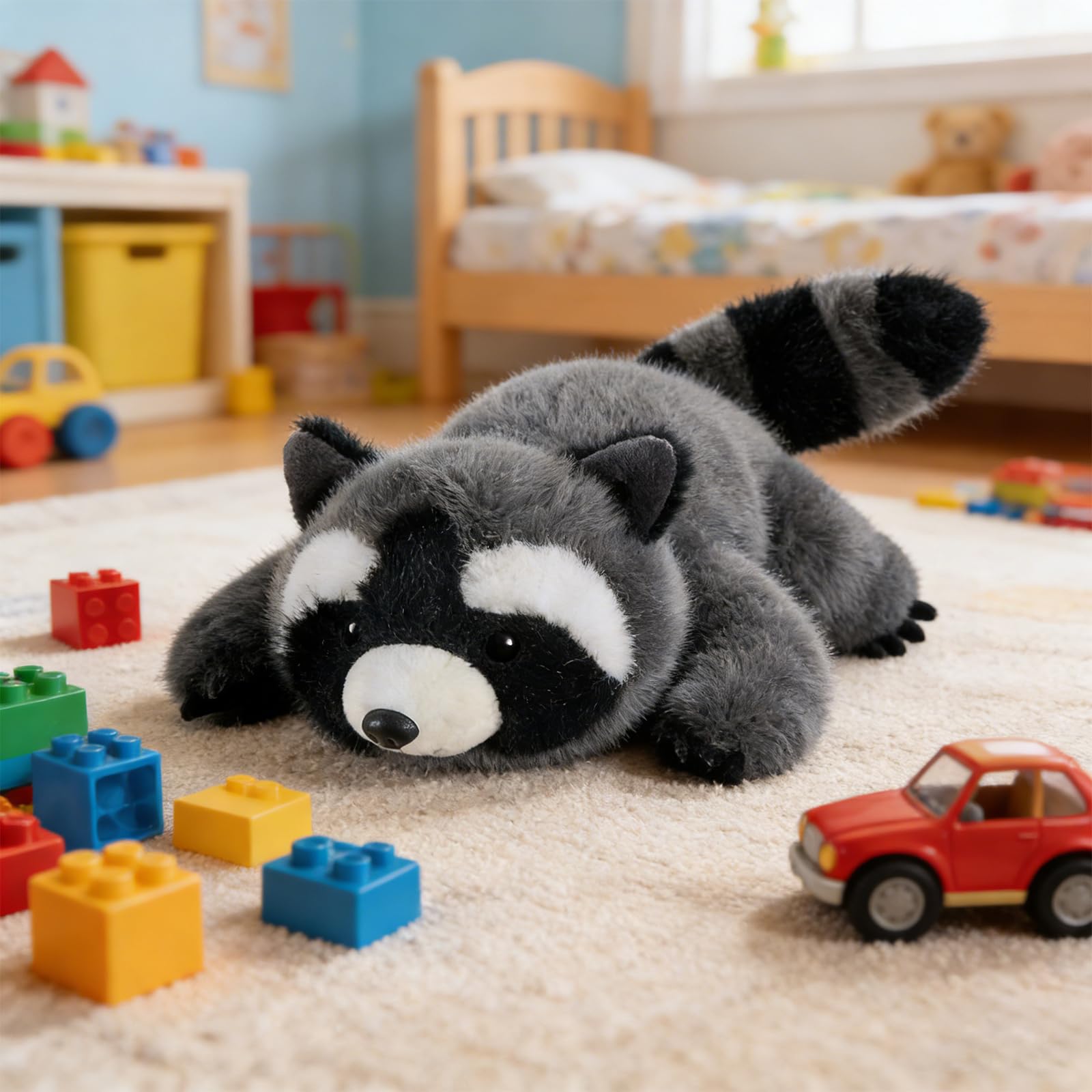 PEACH CAT Slightly Weighted Scented Raccoon Plush – 6.5 inch Cuddly Toy for Kids, Gift Box