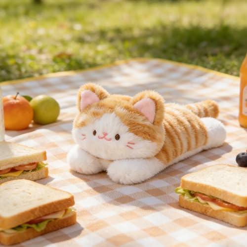 PEACH CAT Striped Cat Stuffed Animal - Small Weighted Kitten Plush Toy, Brown, 7 Inches