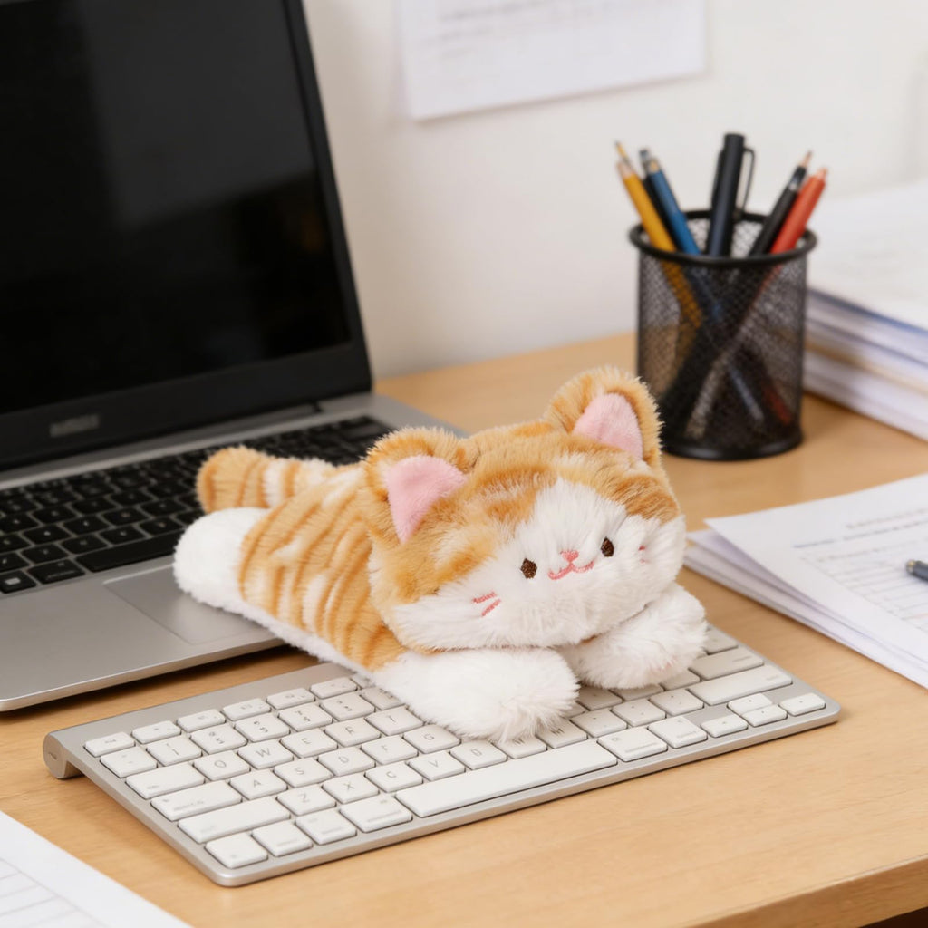 PEACH CAT Striped Cat Stuffed Animal - Small Weighted Kitten Plush Toy, Brown, 7 Inches