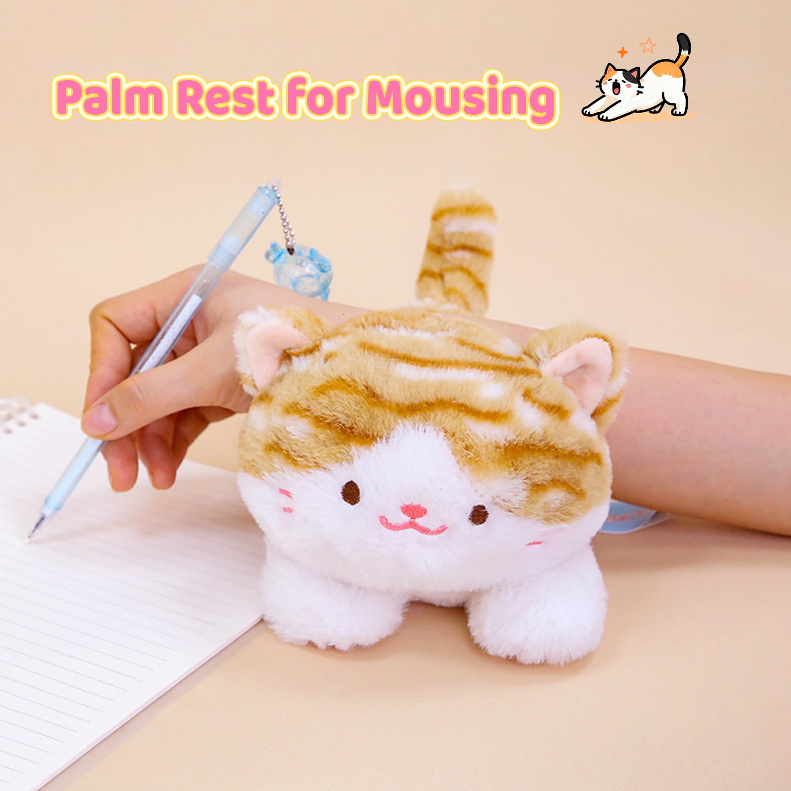 PEACH CAT Striped Cat Stuffed Animal - Small Weighted Kitten Plush Toy, Brown, 7 Inches