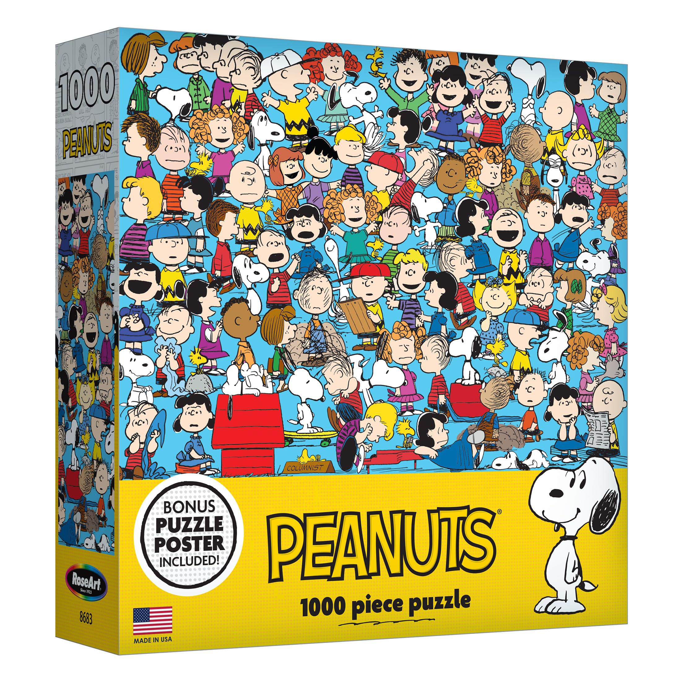 Peanuts Cast of Characters 1000-Piece Jigsaw Puzzle by RoseArt – 20" x 27" Finished Size with Bonus Poster