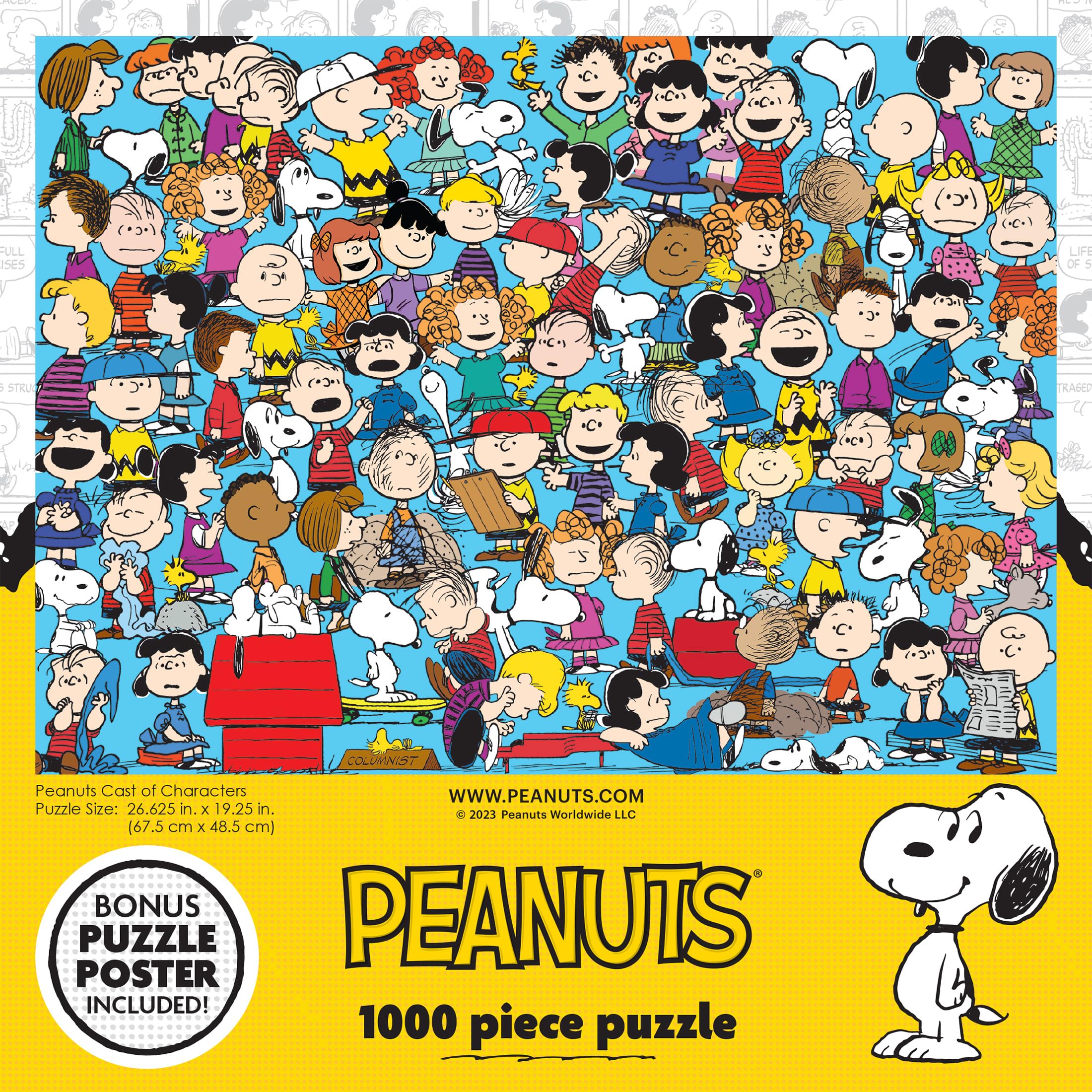 Peanuts Cast of Characters 1000-Piece Jigsaw Puzzle by RoseArt – 20" x 27" Finished Size with Bonus Poster