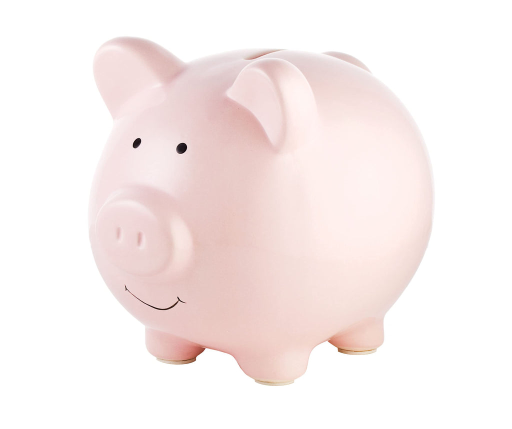 Pearhead Large Ceramic Piggy Bank - Light Pink Nursery Décor & Savings Keepsake for Kids