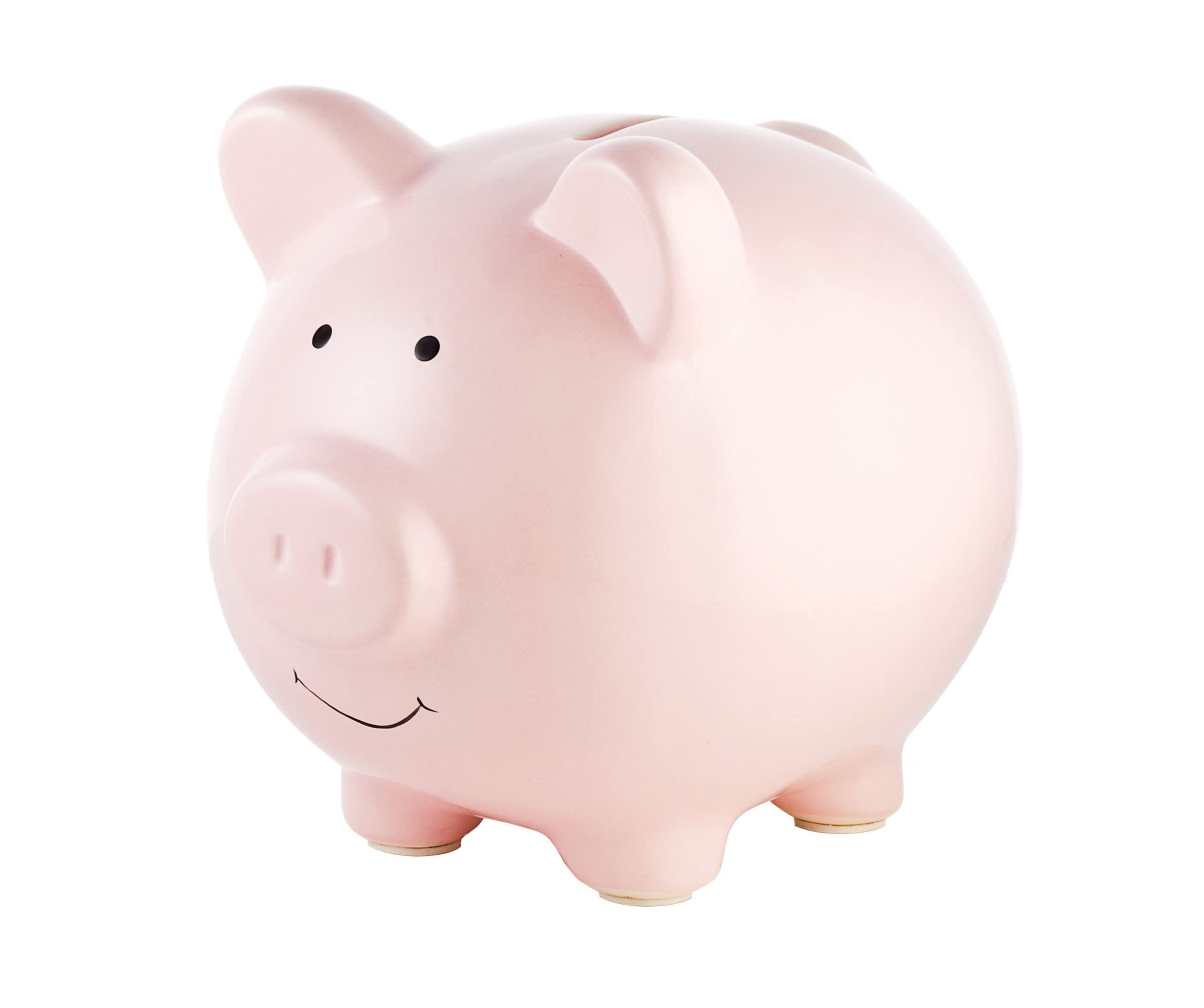 Pearhead Large Ceramic Piggy Bank - Light Pink Nursery Décor & Savings Keepsake for Kids