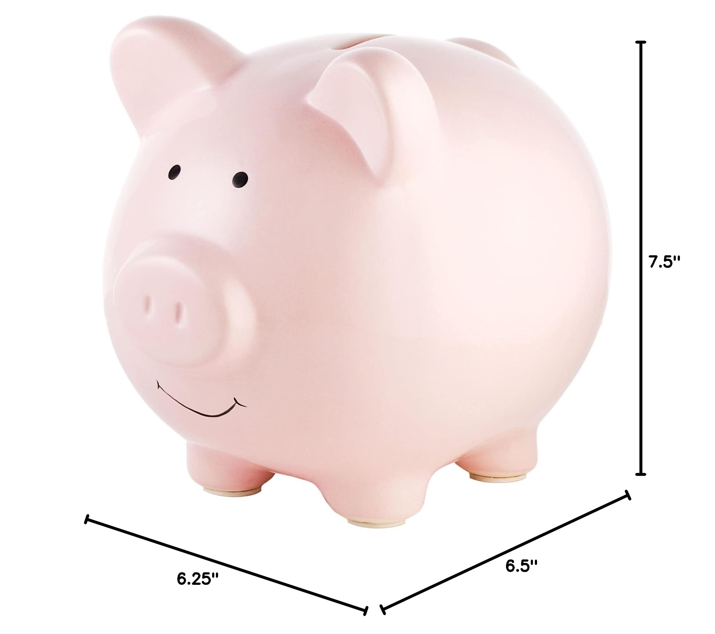 Pearhead Large Ceramic Piggy Bank - Light Pink Nursery Décor & Savings Keepsake for Kids