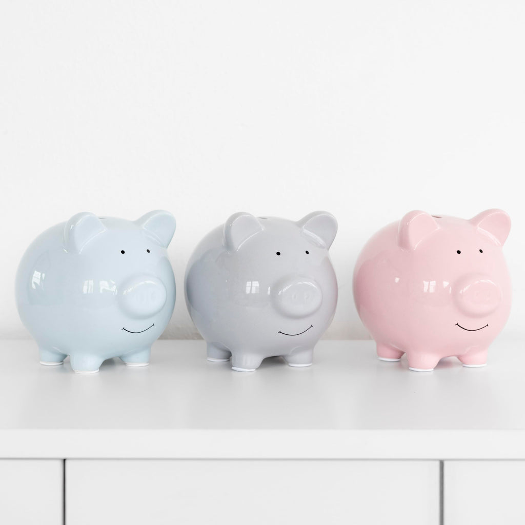Pearhead Large Ceramic Piggy Bank - Light Pink Nursery Décor & Savings Keepsake for Kids