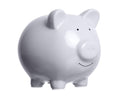 Pearhead Large Ceramic Piggy Bank in Solid Gray – Coin & Bill Bank for Kids, Nursery Décor, Baby Gift