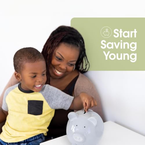 Pearhead Large Ceramic Piggy Bank in Solid Gray – Coin & Bill Bank for Kids, Nursery Décor, Baby Gift