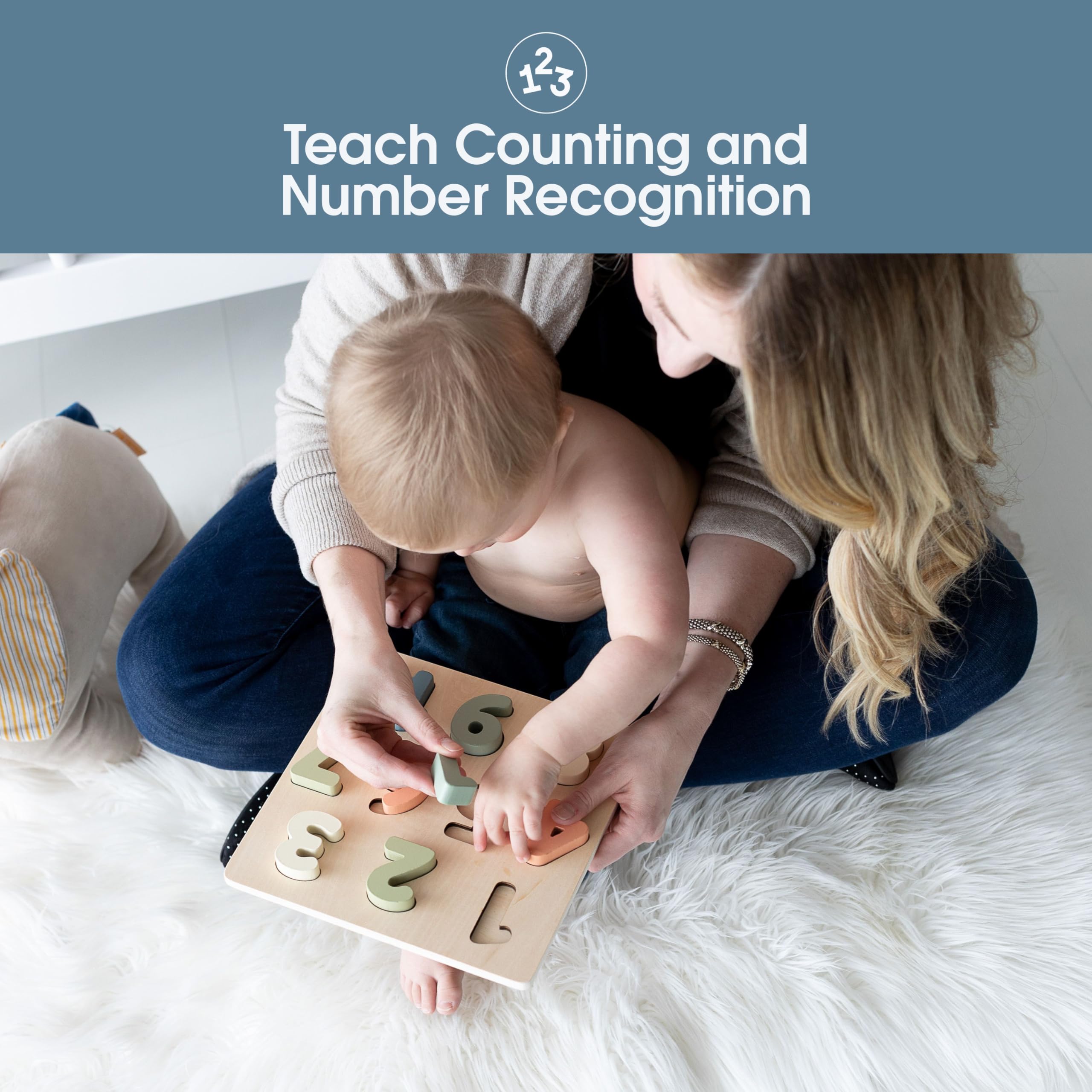 Pearhead Wooden Numbers Puzzle 1-10 Counting Toy for Toddlers, Montessori Educational Puzzle