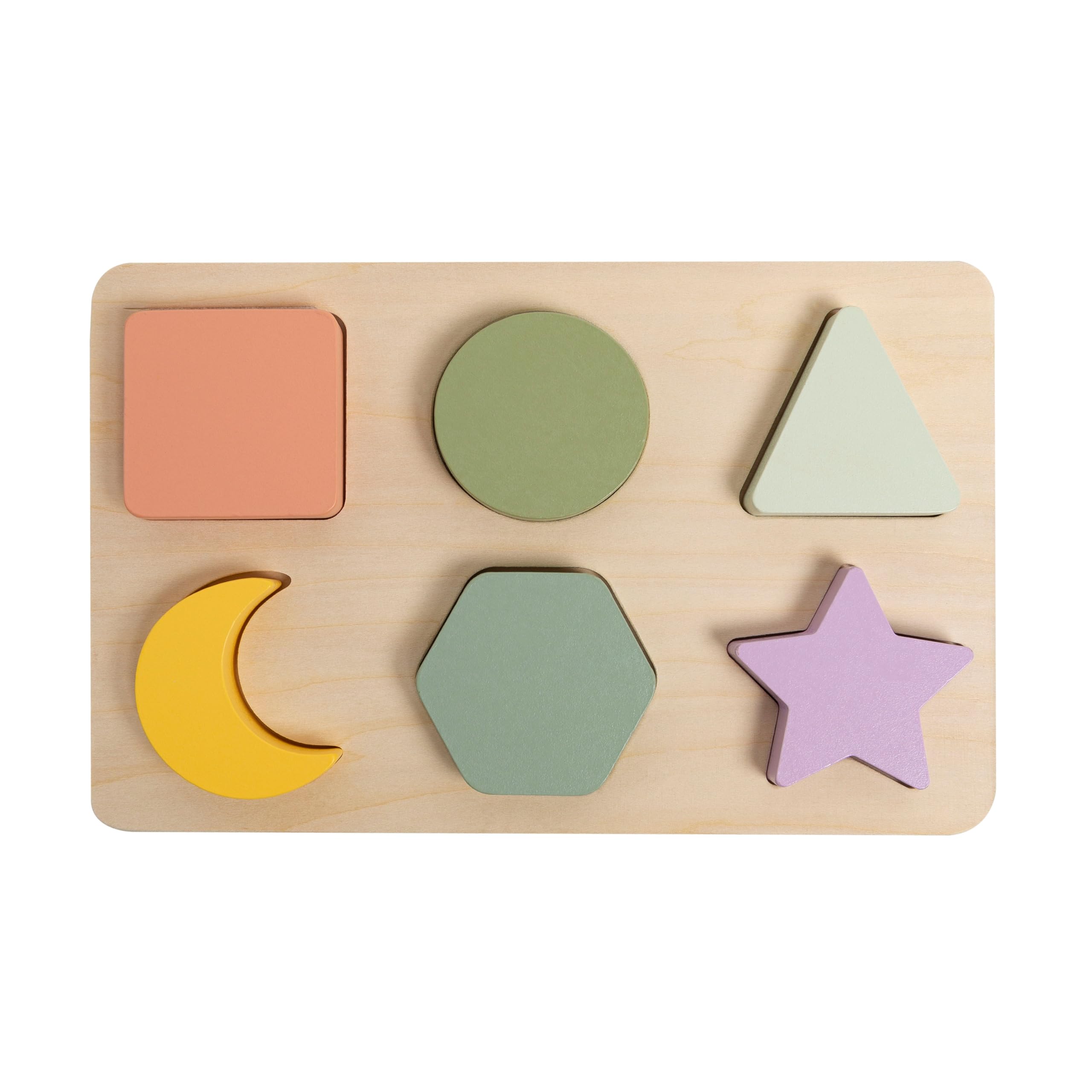 Pearhead Wooden Shapes Puzzle – Color and Shape Sorting Toy for Toddlers (Ages 12m+)