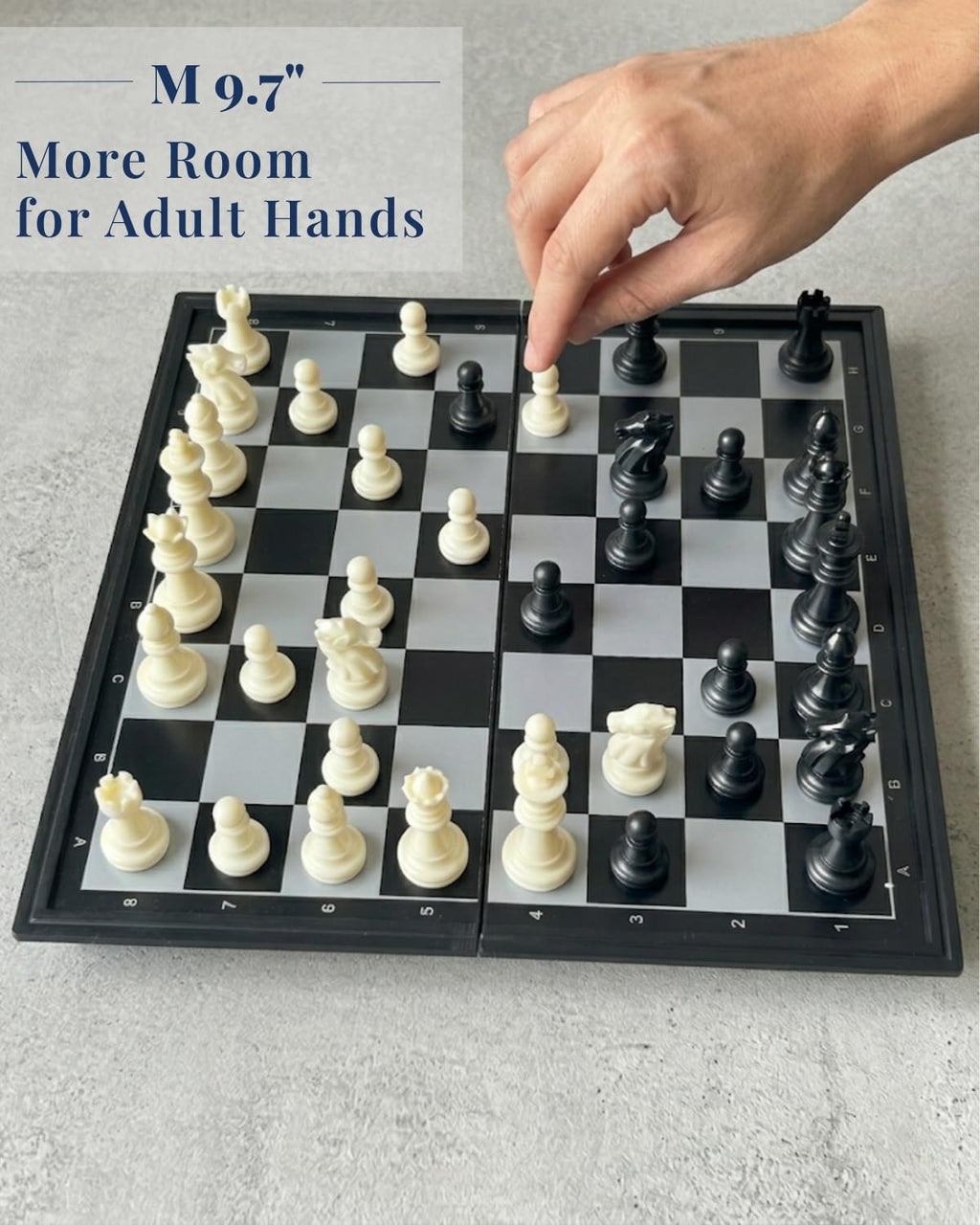 Pedolini Medium Travel Chess Set: 9.7" Magnetic Folding Board with Built-in Storage