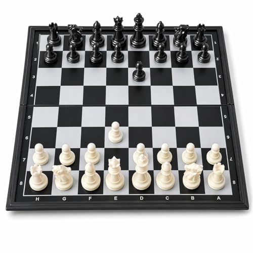 Pedolini Medium Travel Chess Set: 9.7" Magnetic Folding Board with Built-in Storage
