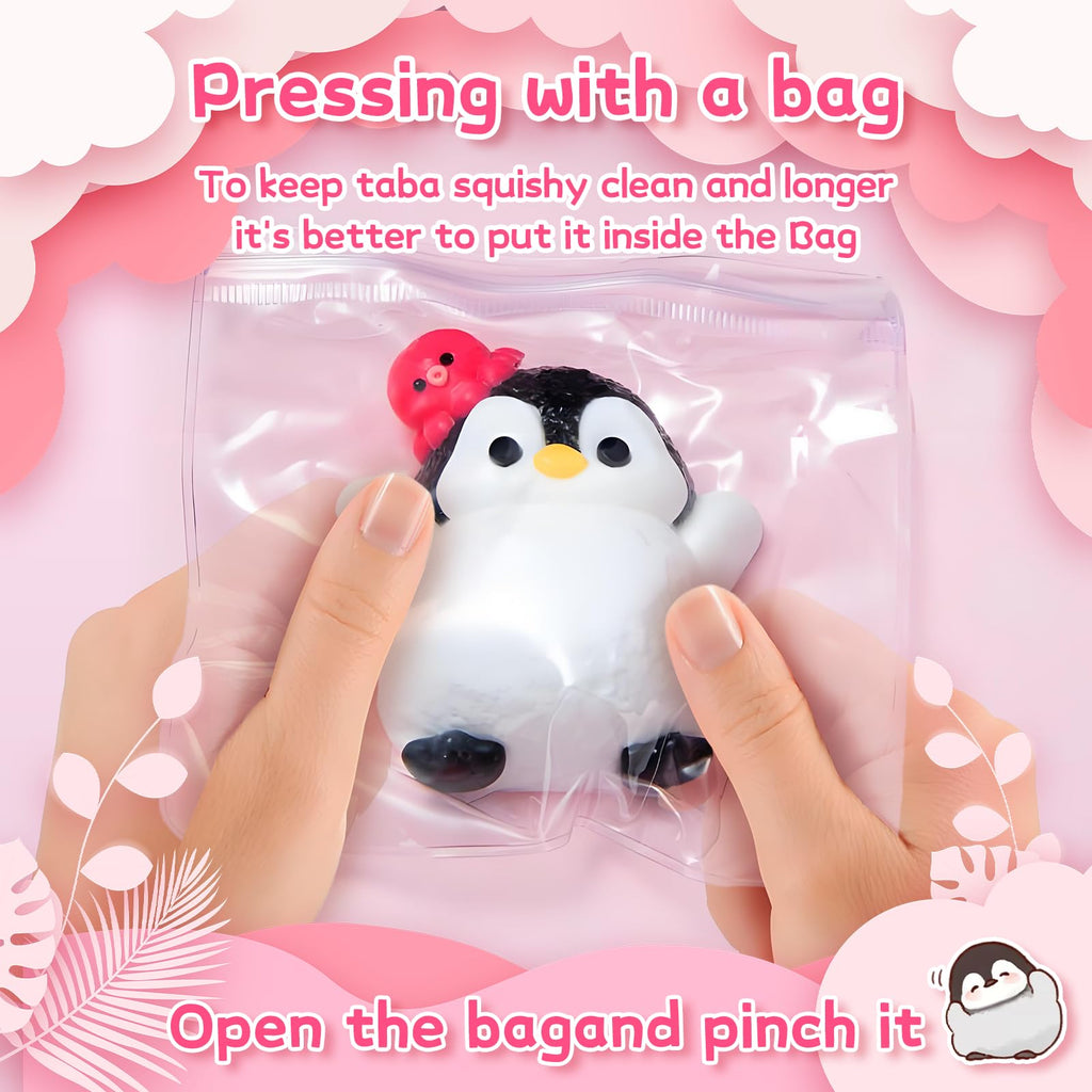 Peledic Taba Squishy Penguin – Kawaii Silicone Stress Relief Fidget Toy, Pocket-Sized Gift for Kids and Adults (Red Octopus Design)