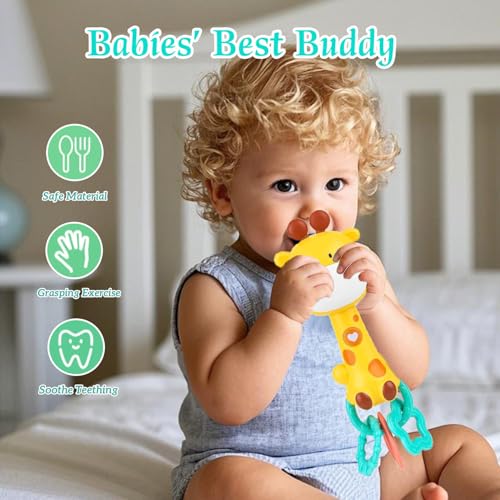Pemvynx Cute Giraffe Baby Musical Rattle & Teether Toy, Light-Up, 6-18 Months