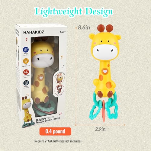 Pemvynx Cute Giraffe Baby Musical Rattle & Teether Toy, Light-Up, 6-18 Months