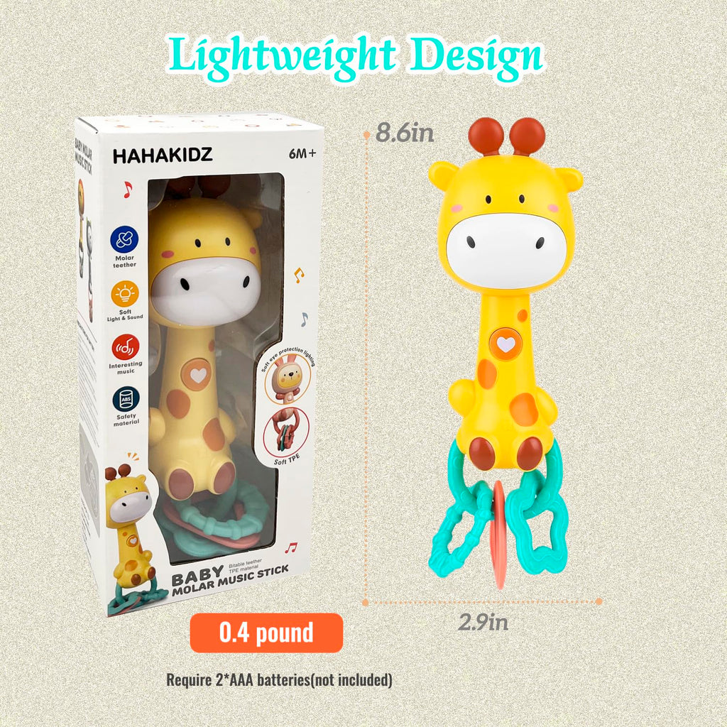 Pemvynx Cute Giraffe Baby Musical Rattle & Teether Toy, Light-Up, 6-18 Months