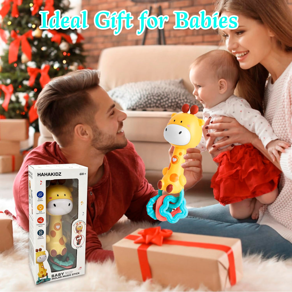 Pemvynx Cute Giraffe Baby Musical Rattle & Teether Toy, Light-Up, 6-18 Months