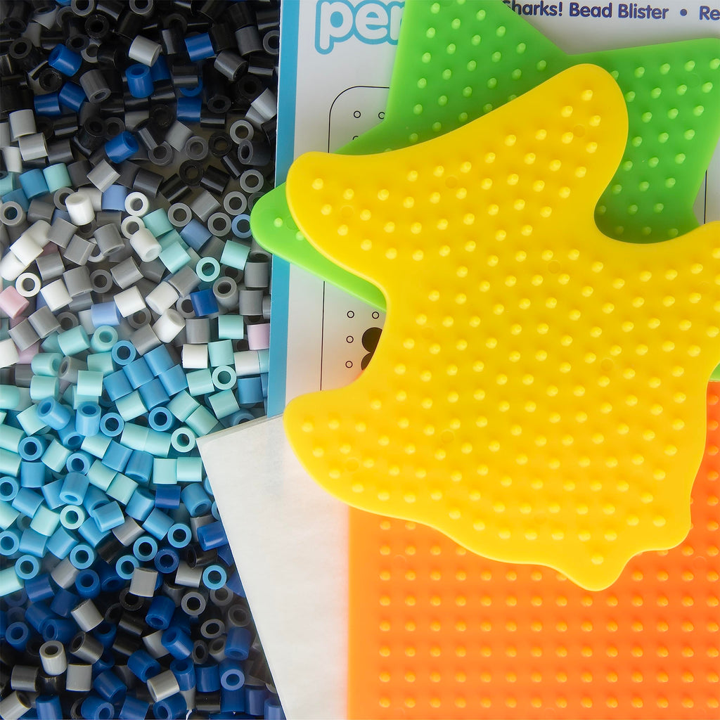 Perler Bead Shark Activity Kit – 2000 Fuse Beads for 9 Shark Crafts, Ages 6+