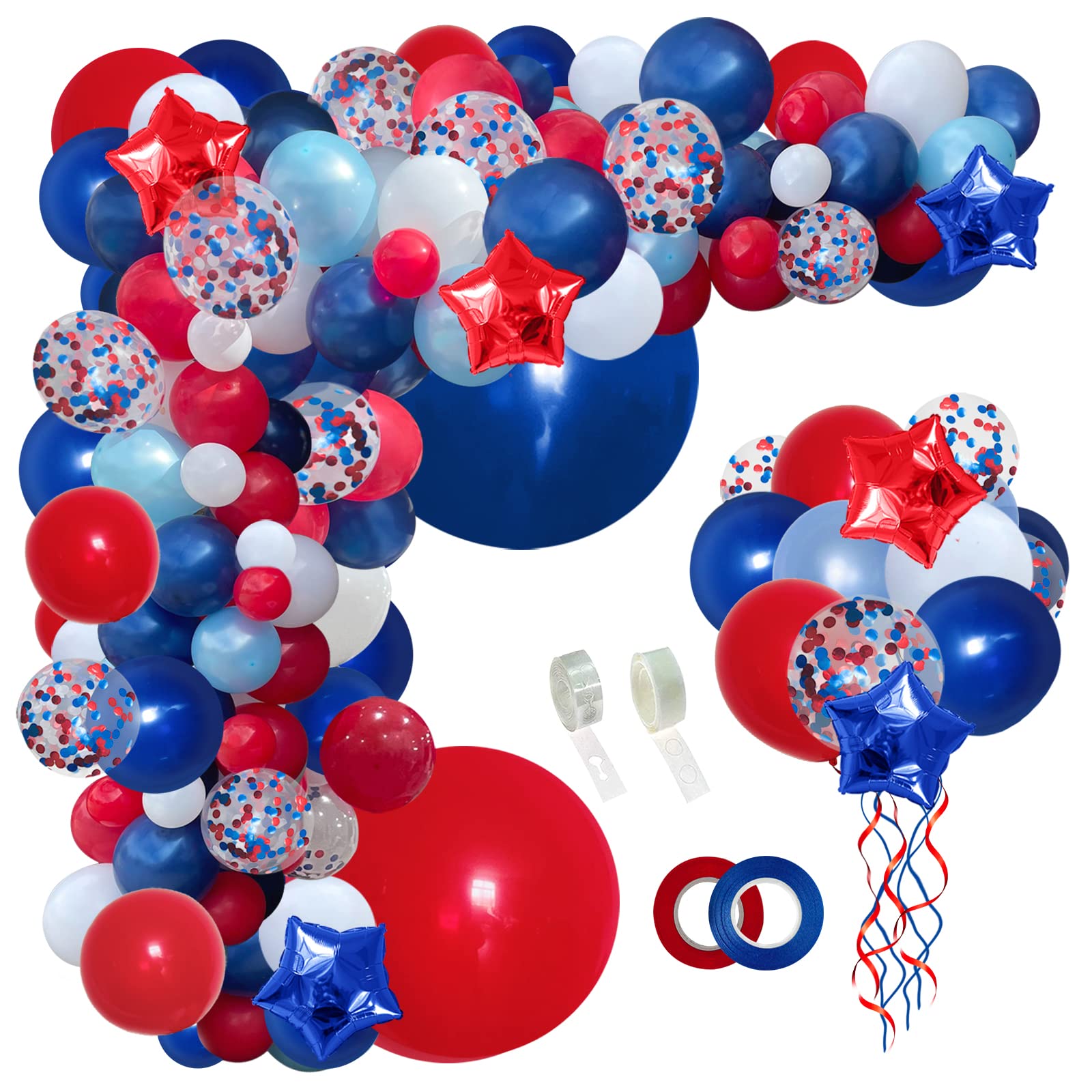 PERPAOL 140-Piece Red, White & Blue Balloon Garland Arch Kit – Patriotic Party Decor for Graduation, 4th of July, Nautical & More