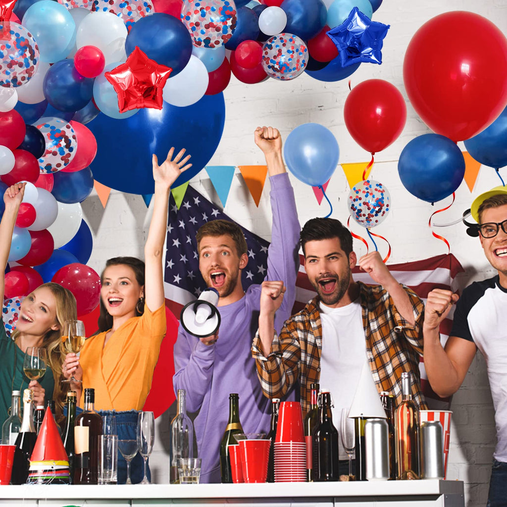 PERPAOL 140-Piece Red, White & Blue Balloon Garland Arch Kit – Patriotic Party Decor for Graduation, 4th of July, Nautical & More