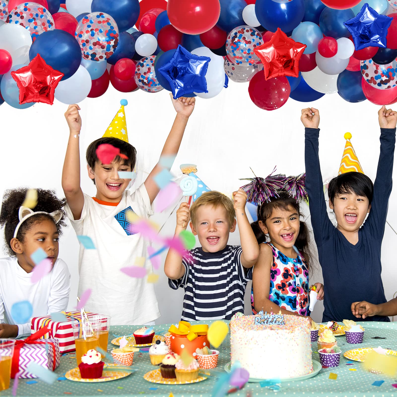 PERPAOL 140-Piece Red, White & Blue Balloon Garland Arch Kit – Patriotic Party Decor for Graduation, 4th of July, Nautical & More