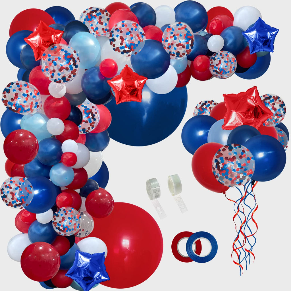 PERPAOL 140-Piece Red, White & Blue Balloon Garland Arch Kit – Patriotic Party Decor for Graduation, 4th of July, Nautical & More
