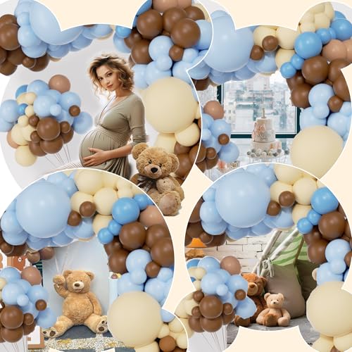 PERPAOL 147-Piece Blue Brown Coffee Balloon Garland Kit for Boho Teddy Bear Safari Parties