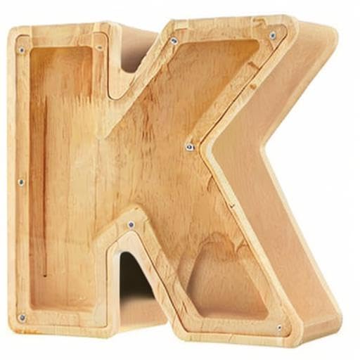 Personalized Wooden Letter Piggy Bank A-Z, Large-Capacity Transparent Plexiglass Coin Savings Box, DIY Name Creative Gift for Kids
