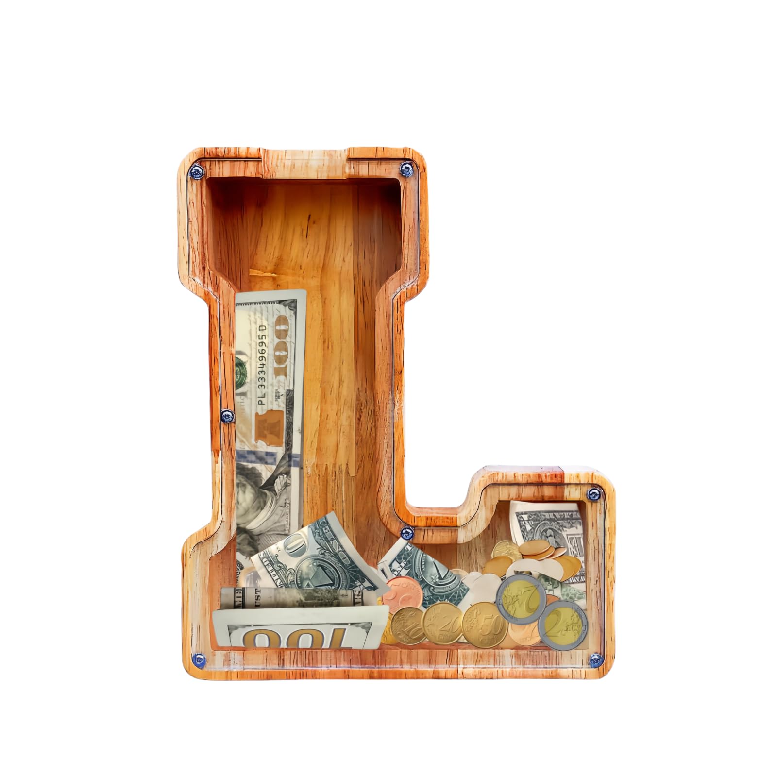 Personalized Wooden Letter Piggy Bank – Large Customizable Savings Box for Kids & Adults (L)