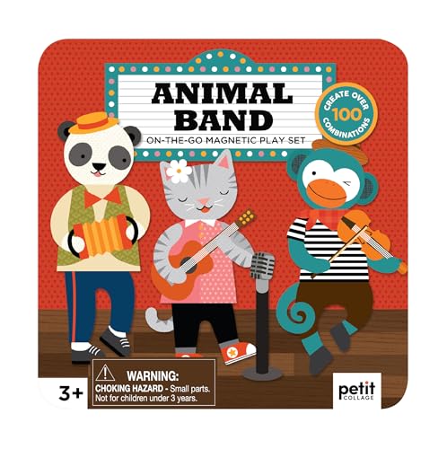 Petit Collage Animal Band Magnetic Play Set – Mix & Match, 2 Scenes, 25+ Pieces, Ages 3+