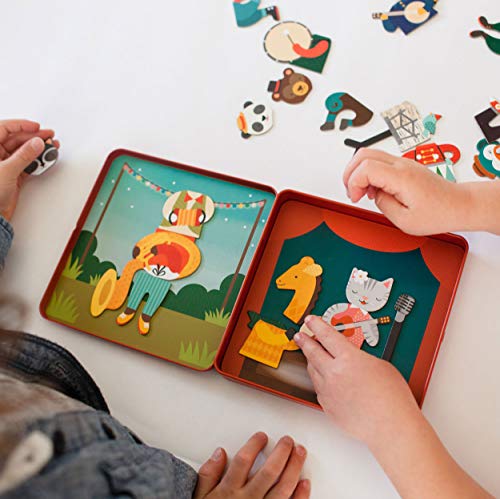 Petit Collage Animal Band Magnetic Play Set – Mix & Match, 2 Scenes, 25+ Pieces, Ages 3+