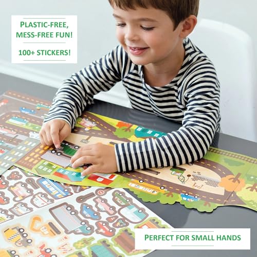 Petit Collage Mermaid World Sticker Activity Book – Giant Fold-Out with 100+ Reusable Stickers, Ages 4+