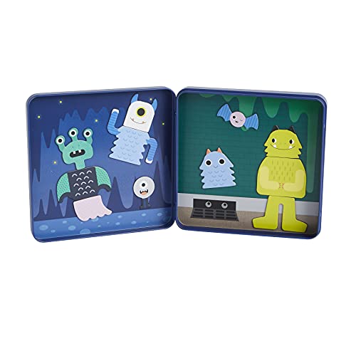 Petit Collage Monsters Magnetic Play Set – 27 Pieces, 2 Scenes, Travel-Friendly