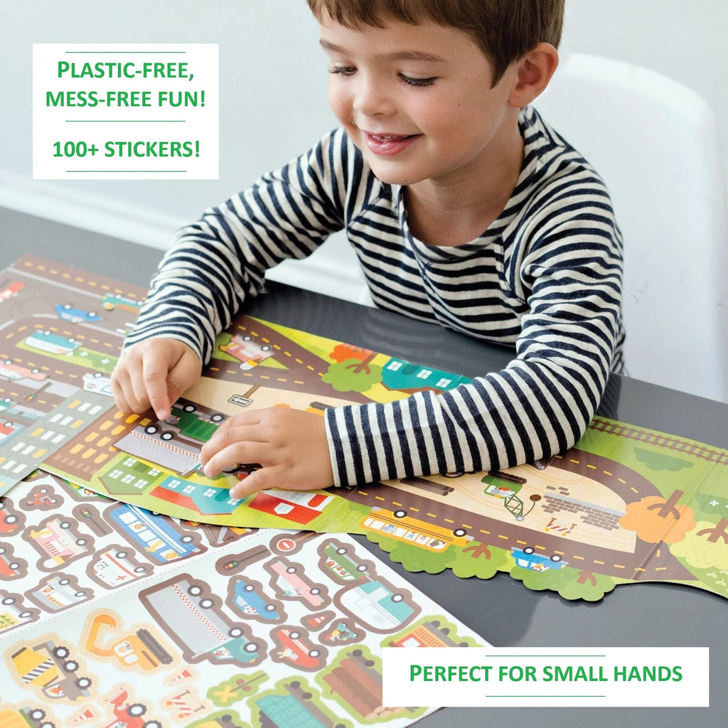 Petit Collage Once Upon A Time Giant Sticker Activity Book – 100+ Reusable Stickers, Fold-Out Scenes, Ages 3+