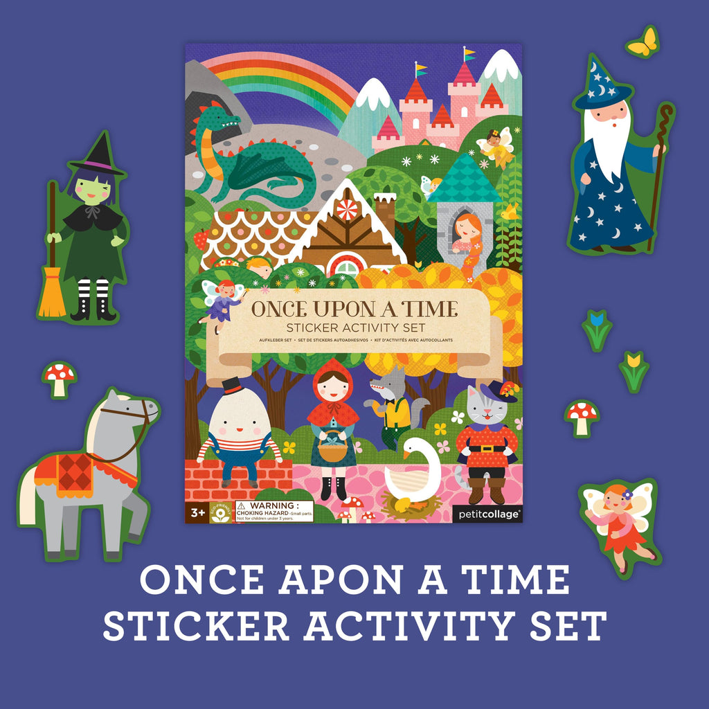 Petit Collage Once Upon A Time Giant Sticker Activity Book – 100+ Reusable Stickers, Fold-Out Scenes, Ages 3+
