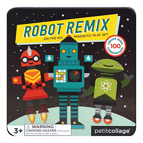 Petit Collage Robot Remix Magnetic Play Set – Mix & Match with Over 25 Magnets, Ages 3+