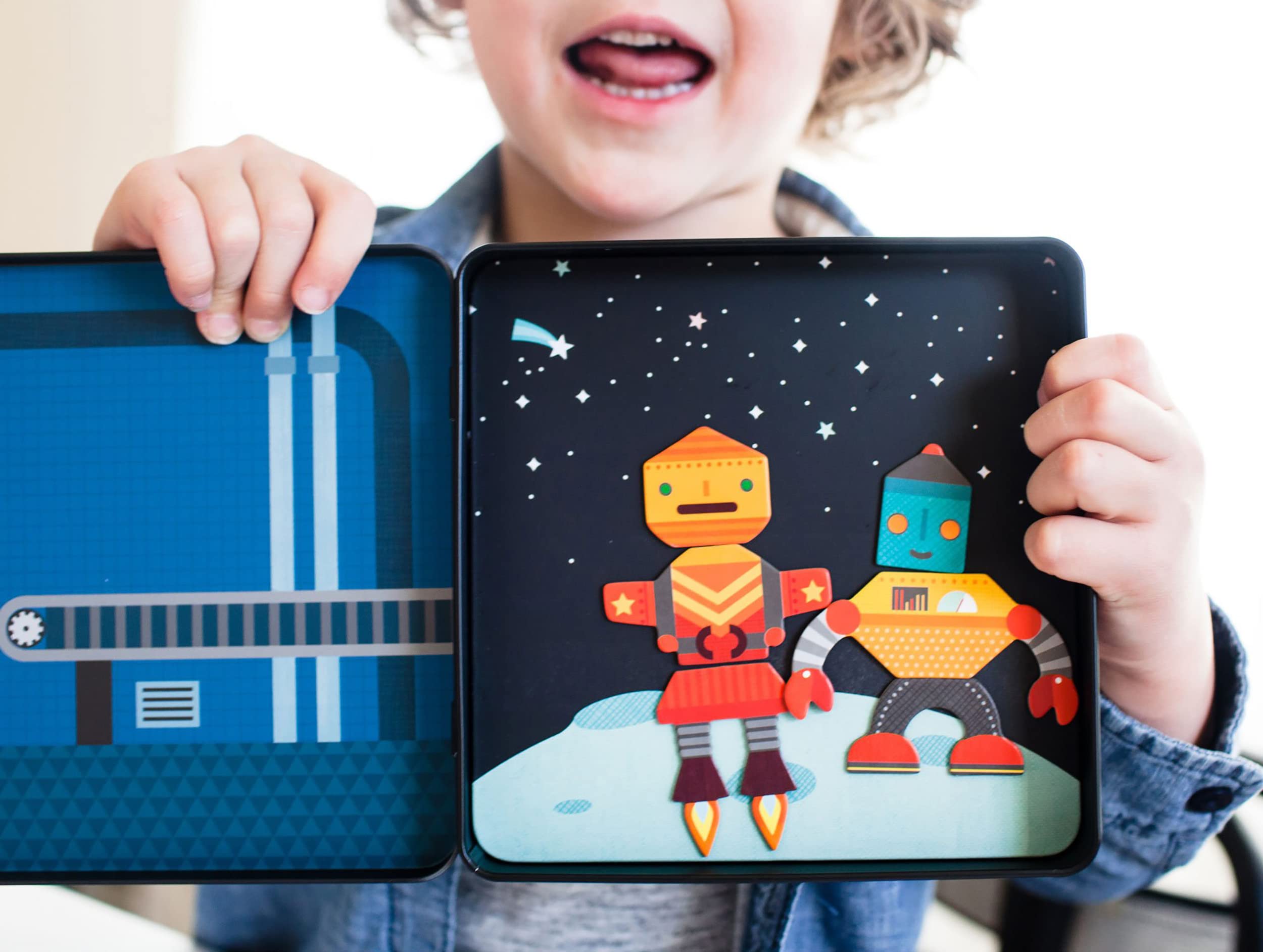 Petit Collage Robot Remix Magnetic Play Set – Mix & Match with Over 25 Magnets, Ages 3+