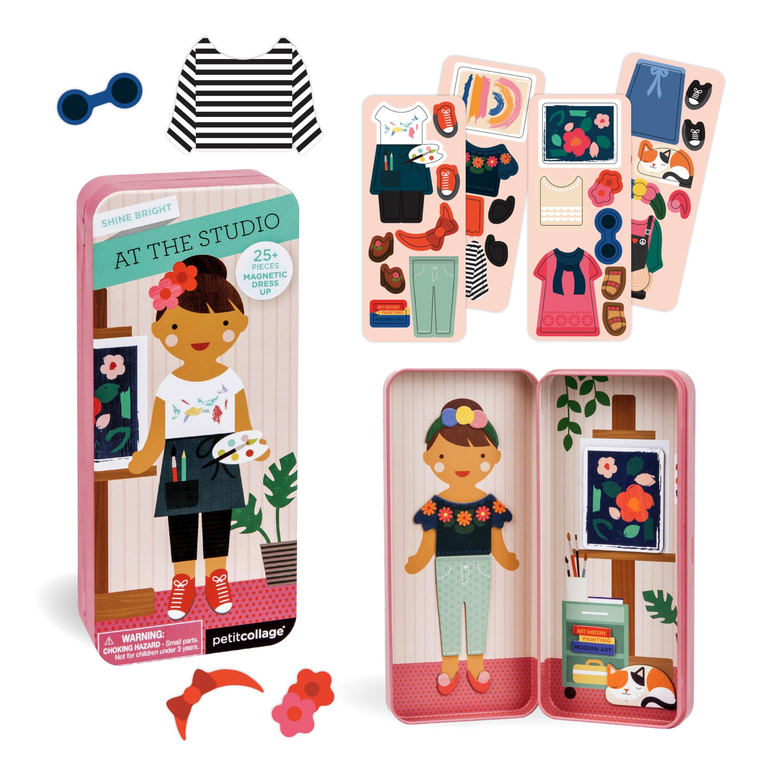 Petit Collage Shine Bright Studio Dress Up Game - Magnetic Board with 25+ Mix & Match Pieces for Ages 3+