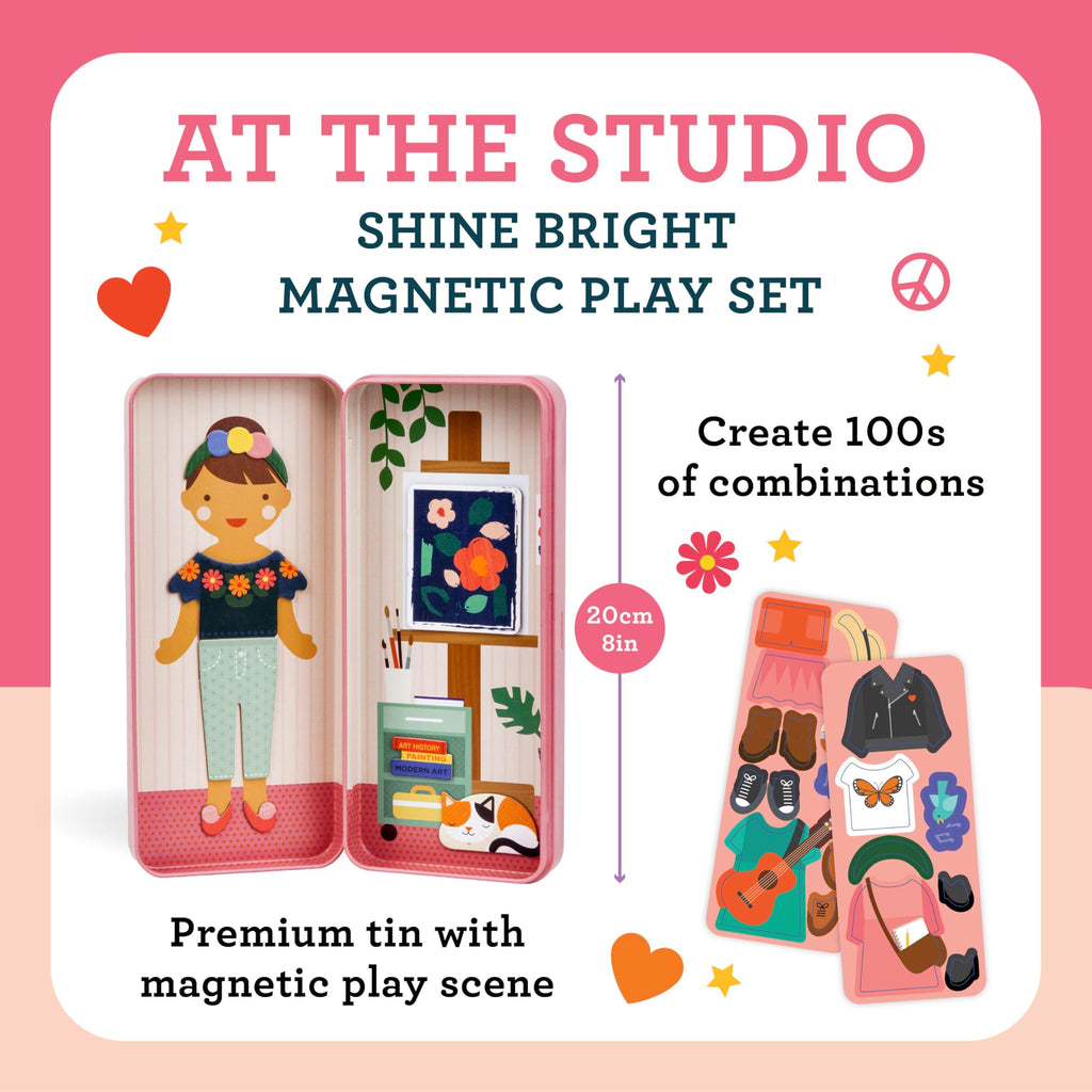 Petit Collage Shine Bright Studio Dress Up Game - Magnetic Board with 25+ Mix & Match Pieces for Ages 3+