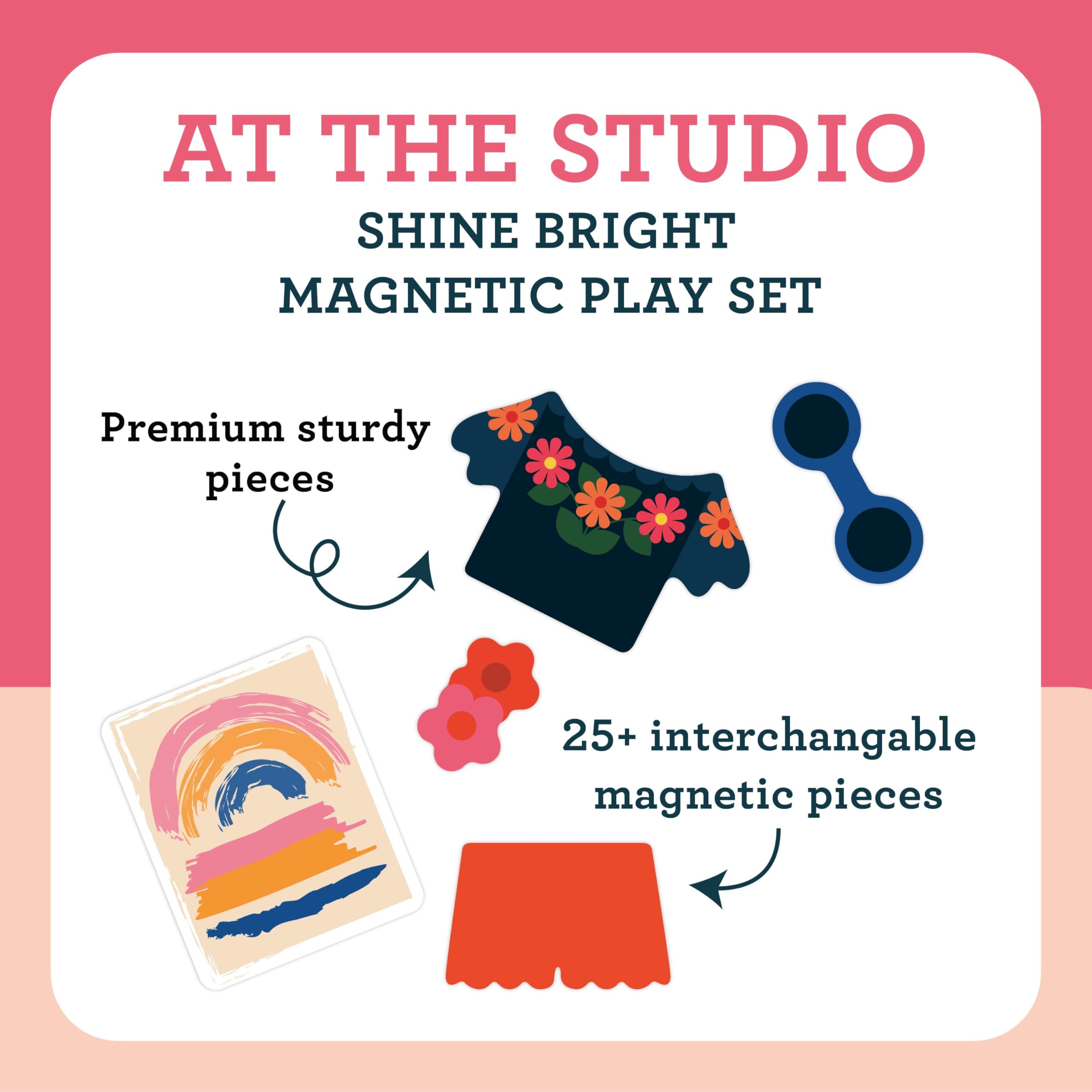 Petit Collage Shine Bright Studio Dress Up Game - Magnetic Board with 25+ Mix & Match Pieces for Ages 3+