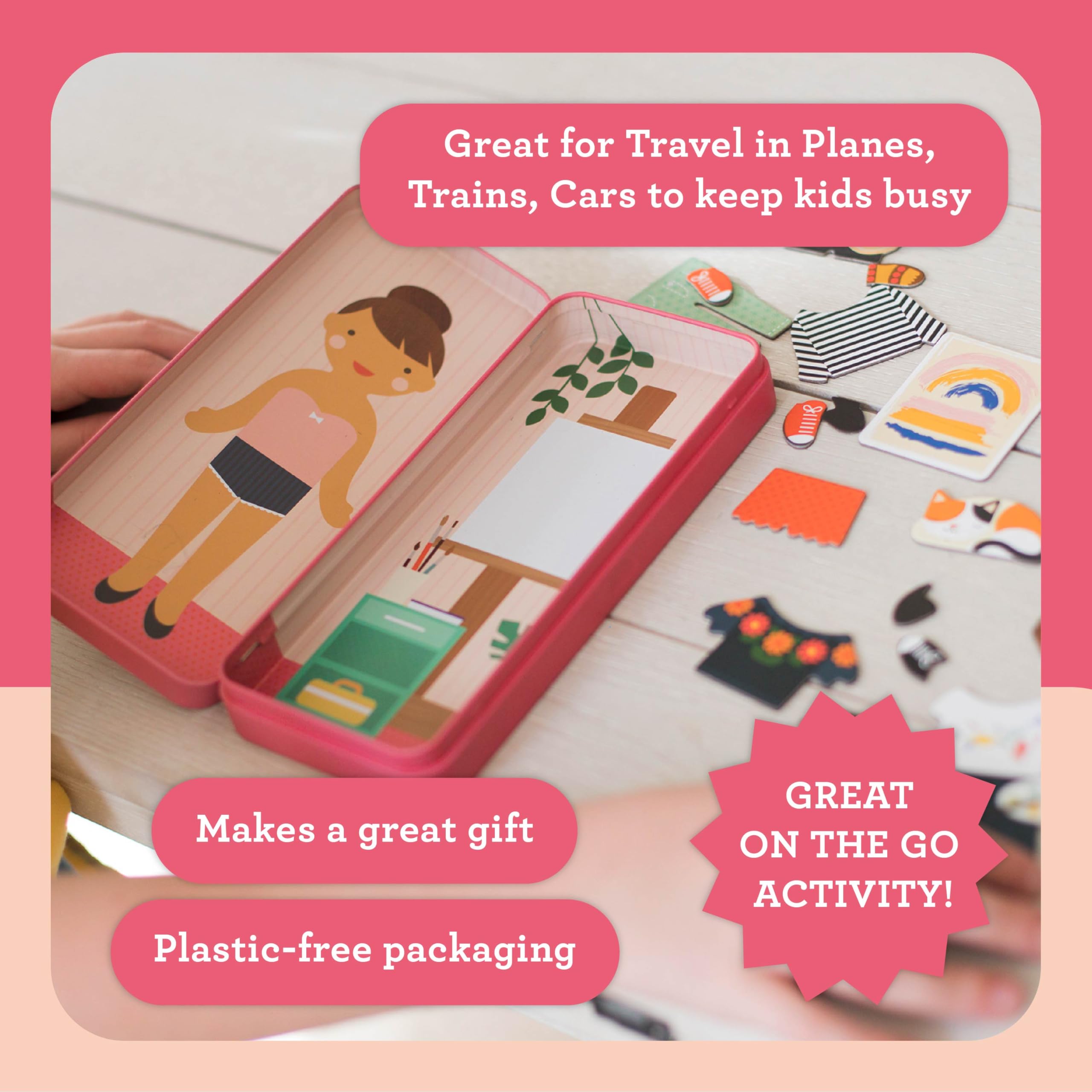 Petit Collage Shine Bright Studio Dress Up Game - Magnetic Board with 25+ Mix & Match Pieces for Ages 3+