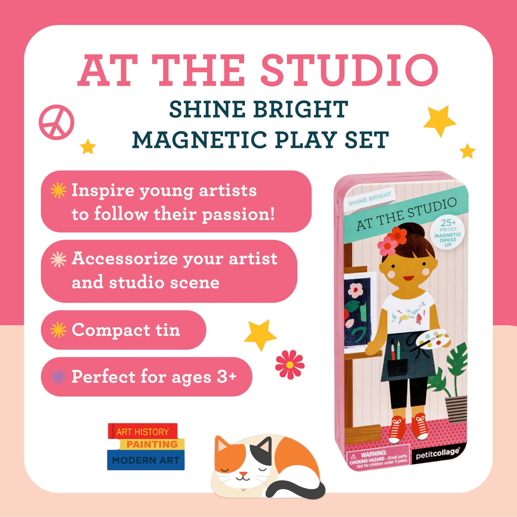 Petit Collage Shine Bright Studio Dress Up Game - Magnetic Board with 25+ Mix & Match Pieces for Ages 3+
